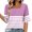 Pink, variant on Summer Tops for Women Square Neck Short Sleeve Loose Striped Casual Flowy Curved Hem Basic Tshirt Navy S