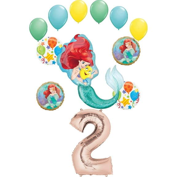 Little Mermaid Party Supplies Princess Ariel 2nd Birthday Balloon Bouquet Decorations