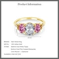 thumbnail image 4 of Gem Stone King 10K Yellow Gold Oval White Topaz Vivid Pink Moissanite and Diamond Accent 3-Stone Engagement Ring | 2.46 Cttw | Three Stone Wedding Anniversary Promise Ring for Women, 4 of 4