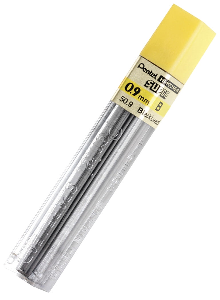 Pentel Super Hi-Polymer Leads, 0.9 mm, B, 15 Per Pack