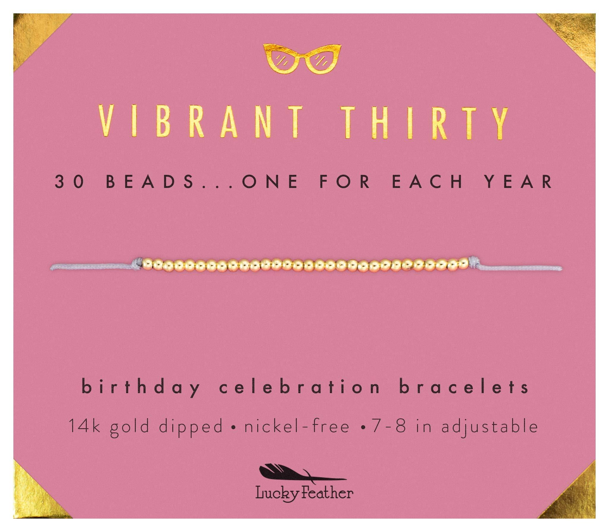 Perfect 40th Birthday Gift Ideas for Her Lucky Feather 40th Birthday Gifts for Women 14K Gold Dipped Beads Bracelet on Adjustable 7-8 Cord