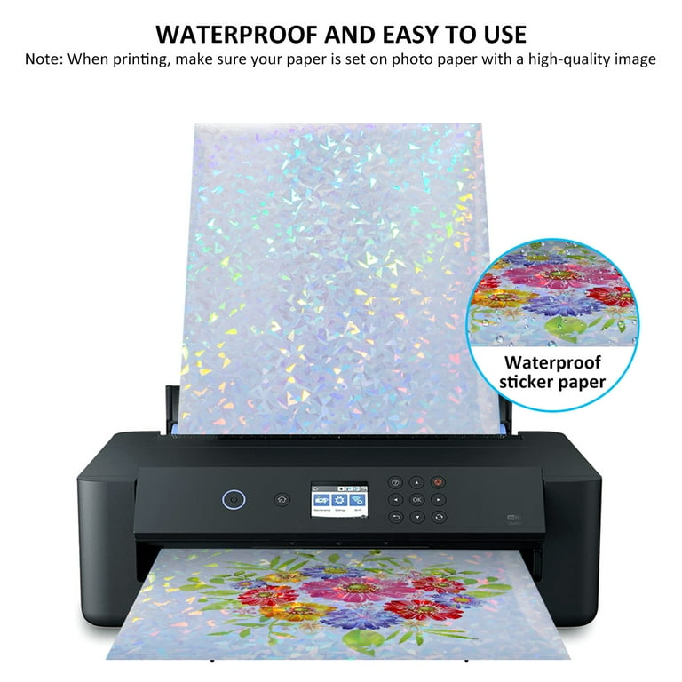 20pcs Printable Holographic Sticker Paper for A4 Ink Jet Printer Vinyl Rainbow Sticker Paper Waterproof Sticker Paper