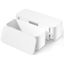 LazySpin 2 Pack Cable Organizer Box, Hide Power Strips, Cords - Small, Under Desk Cord Hider and Floor Cable Management, Cable Box