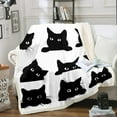 thumbnail image 1 of Manta con estampado de gatos negros para niños y niñas, manta polar de franela con estampado de gatos, manta de peluche con temática de animales y gatos, 130x150cm para sofá cama, manta para sofá,, 1 of 5