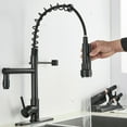 thumbnail image 4 of Matte Black Kitchen Faucet Single Handle Pull Down Sprayer Spring Mixer W/ Cover, 4 of 14