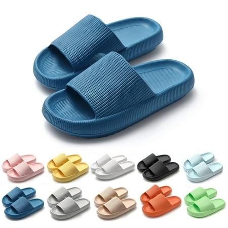 

QING SUN Women s and men s memory foam slippers comfortable super buffer sleeve wear home shoes blue 42/43 Blue 42-43