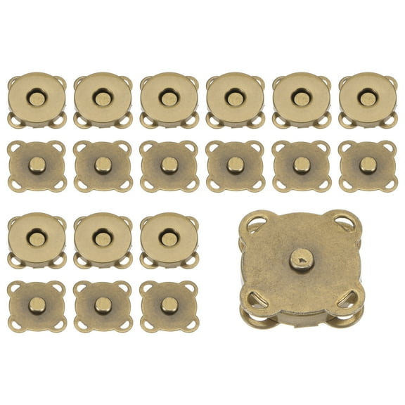10 Sets Magnetic Snap 18mm Metal Fasteners for Clothing Purse, Bronze Tone