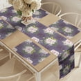thumbnail image 2 of Ambesonne Natural Table Runner & Placemats, Roses and Little Flowers, Placemat 4 pcs + Runner 16"x90", Rose and Pale Eggplant, 2 of 2
