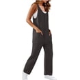 thumbnail image 5 of Rigardu jumpsuits for women Womens Ribbed Knit Jumpsuit Sweater Romper Sleeveless Pajamas Loungewear Long Pants Romper with Pockets one piece jumpsuits for women women jumpsuit Dark Grey + 3XL, 5 of 7