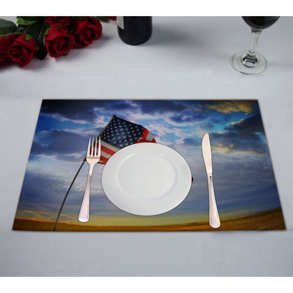 YKCG American Flag Placemats Size 12x18 inches,Set of 2