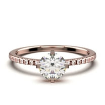 Dazzling Art deco 0.75 Carat Round Cut Diamond Moissanite Engagement Ring, Wedding Ring in 925 Sterling Silver With 18k Rose Gold Plating Gift For Girlfriend, Small Promise Ring