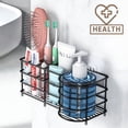 thumbnail image 2 of Toothbrush Holder Wall, WeGuard Stainless Steel Bathroom Toothbrush Holder and Toothpaste Holder 7 Slots, Wall Mount Bathroom Organizer Storage for Toothbrush Razor- Black, 2 of 6
