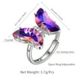 thumbnail image 2 of Purple Butterfly Ring Amethyst February Birthstone Rings Adjustable Crystal Jewelry 925 Sterling Silver Women Birthday Mother's Day Gifts, 2 of 7