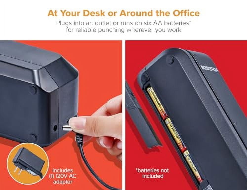 Bostitch EHP20-BLK 20-Sheet Electric Three-Hole Punch with 9/32 in. Holes - Black