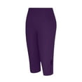 thumbnail image 3 of QATAINLAV Womens Capris for Summer Dressy Cropped High Waist Hallow Out Yoga Pants Solid Color Comfy Stretchy Leggings Workout Compression Capri Pant Purple L, 3 of 6