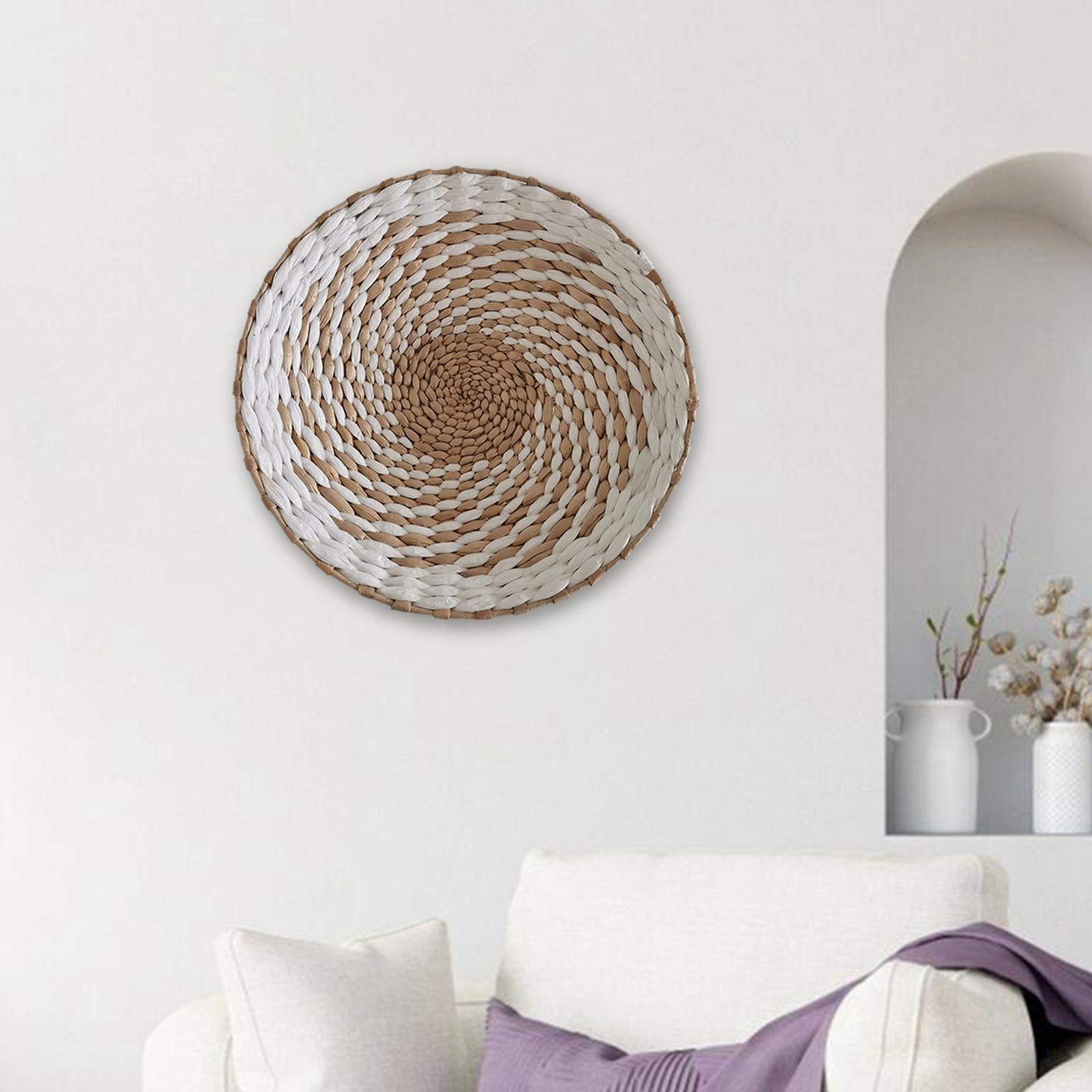 Natural Woven Basket Wall Decor, Pastoral Tapestry Unique Art Craft
