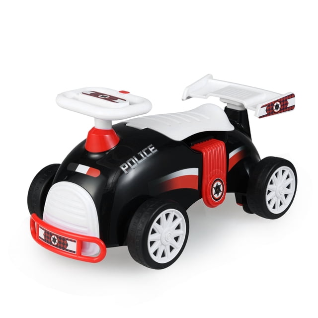 Patiojoy Kids Ride On Car Foot-to-Floor Sliding Toy with Music & Under-Seat Storage Police Theme