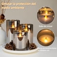 thumbnail image 2 of Velas Electricas, 3PCS Velas Led sin Llama, Porta Velas Decorativas Realista Impermeables, Velas de Pilas con Control Remoto para San Valentín, Navidad, Halloween, Decoración de Cumpleaños(Negro), 2 of 7
