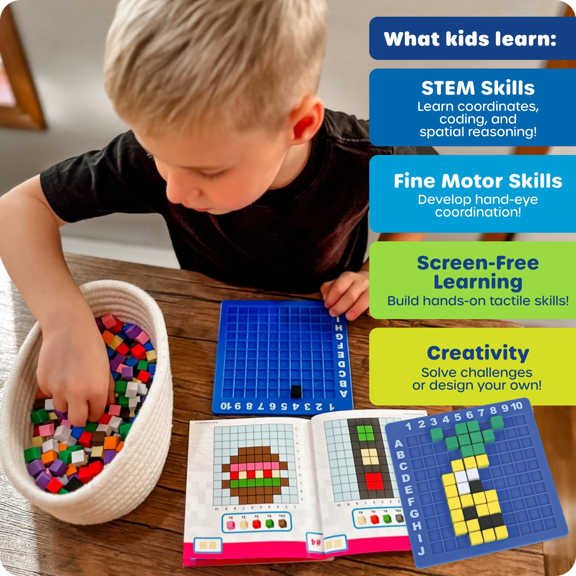 Learning Resources STEM Explorers Pixel Art Challenge - Science & STEM Activity Sets for Kids, Ages 5+