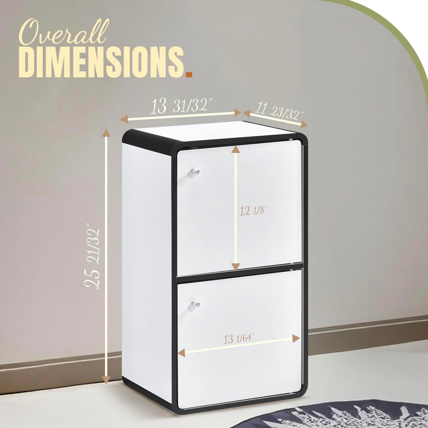 Dothan Wood 2-Cubed Closed Bookcase - Storage Shelf Organizer Bookshelf (White)