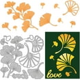 thumbnail image 1 of Troqueles de metal con forma de hojas de Ginkgo biloba para manualidades: scrapbooking, festivales, cumpleaños, bodas, tarjetas, álbumes de fotos y decoración de sobres. Acabado platino mate., 1 of 6