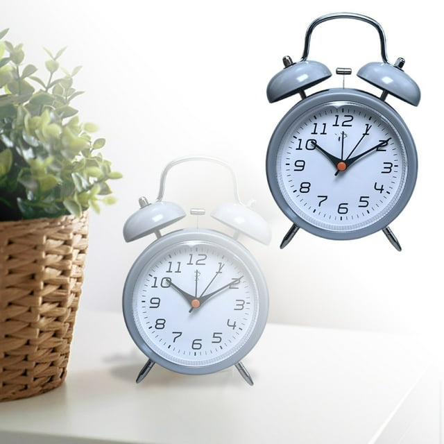 15.5*2.5*6.3cm Metal Alarm Clock Children's Clock With Night Light Silent Desktop Clock