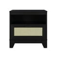 thumbnail image 1 of Manhattan Comfort Sheridan Table de Nuit Moderne en Canne, Noir, 1 of 5