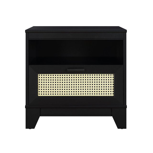 Manhattan Comfort Sheridan Table de Nuit Moderne en Canne, Noir