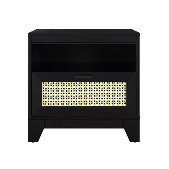 Manhattan Comfort Sheridan Table de Nuit Moderne en Canne, Noir