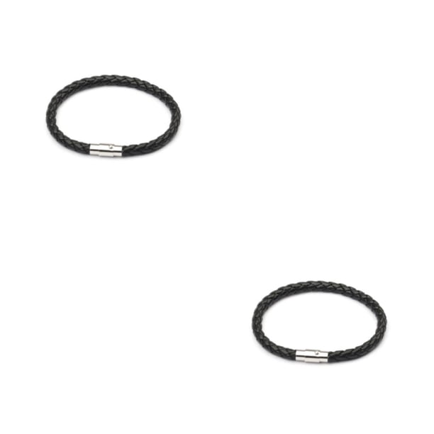 Brazalete de cuero Sonducket para hombre trenzado 6 hilos Negro 2Conjunto