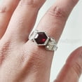 thumbnail image 5 of Hexagon Garnet Ring, 925 Sterling Silver Oxidized, Women Ring, Natural Garnet, January Birthstone, Christmas, Thanksgiving, Tiny Dainty Ring, Handmade, Statement Jewelry, Wedding, Anniversary Gift, 5 of 8