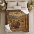 thumbnail image 5 of Bison Herd Autumn Field Dreamcatcher Sky Western Style, Peaceful Mountain Lake Scene, Warm Flannel Blanket for Cabin and Lodge, Outdoor Lovers Thanksgiving Gift, Artistic Home Decor, 5 of 9
