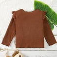 thumbnail image 3 of REDARER Girls Long Sleeve T-Shirt - Flutter Sleeve Crew Neck Top, Soft Cotton Princess Style Tunics for Casual Wear,Size:6-9 Months, 3 of 3