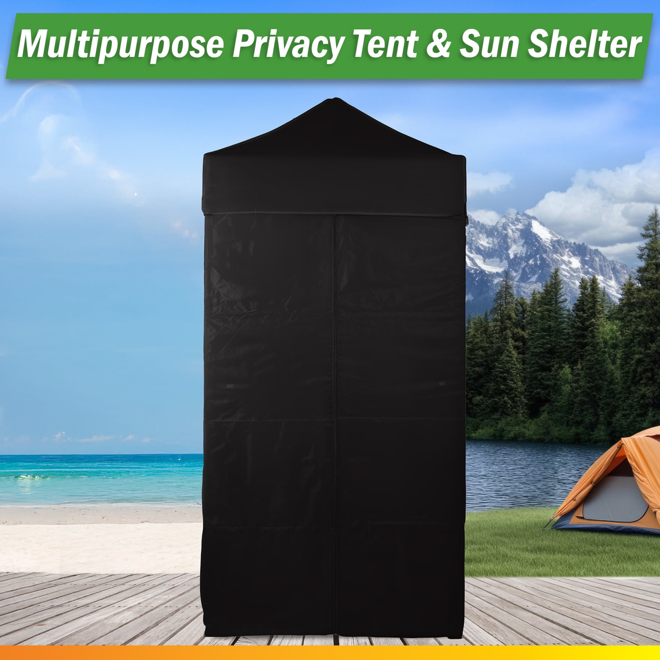Wakeman Outdoors Pop Up Privacy Tent for Camp Toilet or Pool Cabana, Black