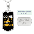 thumbnail image 2 of Coins Over Cash Crypto Stainless Steel or 18k Gold Premium Swivel Dog Tag Keychain, 2 of 16