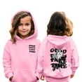 thumbnail image 2 of Byoo Little Girls Hoodie Letter Graphic Hooded Drawstring Pocket Casual Pullover Top Warm Kids Sweatshirt, 2 of 7