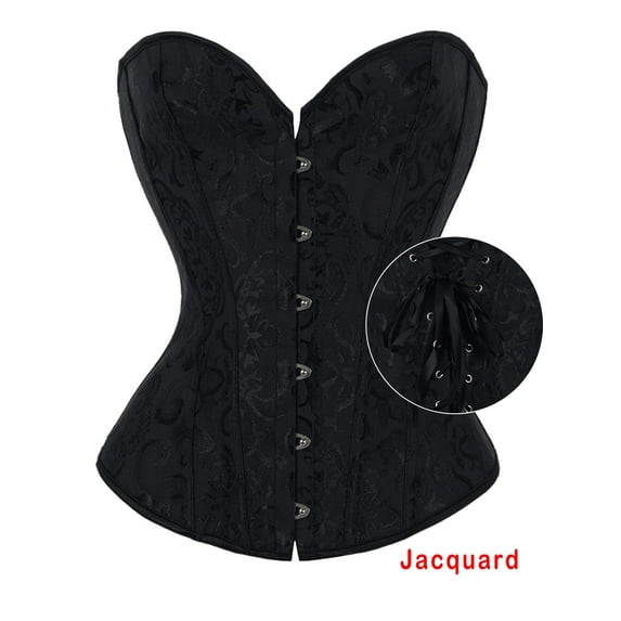 FALEXO Women 's Sexy Boned Lace Up Corset Overbust Corset Bustier Bodyshaper Top Plus Size Jacquard Corselet Clothing