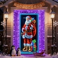 thumbnail image 4 of Gumesh Glow in the Dark Christmas Door Cover, Fluorescent Santa & Tree Print Holiday Banner for Indoor/Outdoor, Mesh Fabric Door Curtain with Easy Hanging Tabs, 4 of 6
