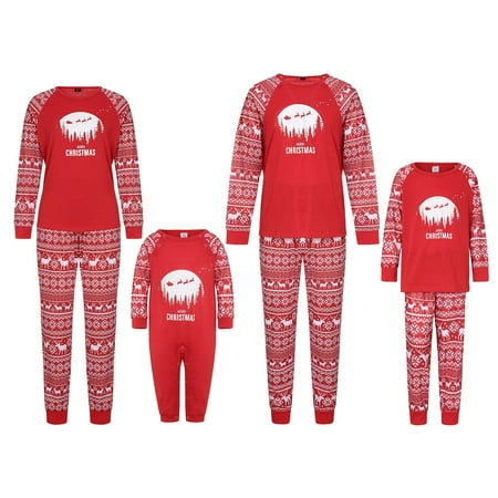 

YiLvUst Matching Family Pajamas Sets Christmas PJ s Holiday Christmas Snowflake Deer Printed Sleepwear with Pants