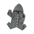 thumbnail image 3 of Qiylii Toddler Knitted Bodysuit, Solid Color Hooded Long Sleeves Rompers, 3 of 9