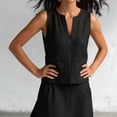 thumbnail image 7 of ZToonmas Women's 2-Piece Outfit Sleeveless V-Neck Crop Top and High Waist Slit Maxi Skirt with Pockets Set Casual Summer Matching Set, 7 of 7