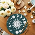 thumbnail image 3 of Round Placemats Set of 4 Celestial Sun and Moon Place Mats Washable Woven Placemat Green Starry Galaxy Boho Circle Braided Table Mat for Kitchen Dining Table Party Home Decor 15 Inch, 3 of 8