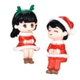 thumbnail image 1 of Abbracc 2Pcs Cute Christmas Couple Figurines Statue Tabletop Home Decor Kid Red, 1 of 9