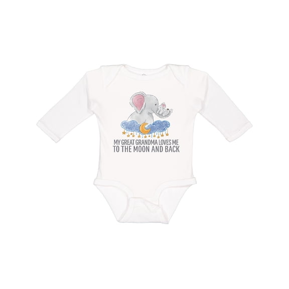 Inktastic My Great Grandma Loves Me to the Moon and Back Elephants Boys or Girls Long Sleeve Baby Bodysuit