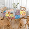 thumbnail image 3 of Pioneer Flower Floral Print Pattern Round Fitted Tablecloth with Elastic Edge,Dining Table Cover Waterproof,Outdoor Round Tablecloth for Camping,Dining,Indoor and Outdoor, 3 of 7