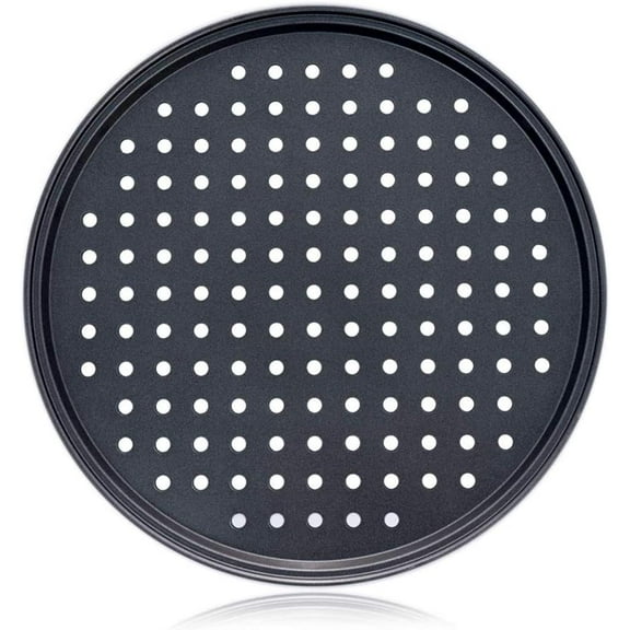 AMERTEER Pizza Crisper Pan, Carbon Steel, Non-Stick, Tray Pizza Pan with holes,11 Inch Round for Home Kitchen (1 Pc)