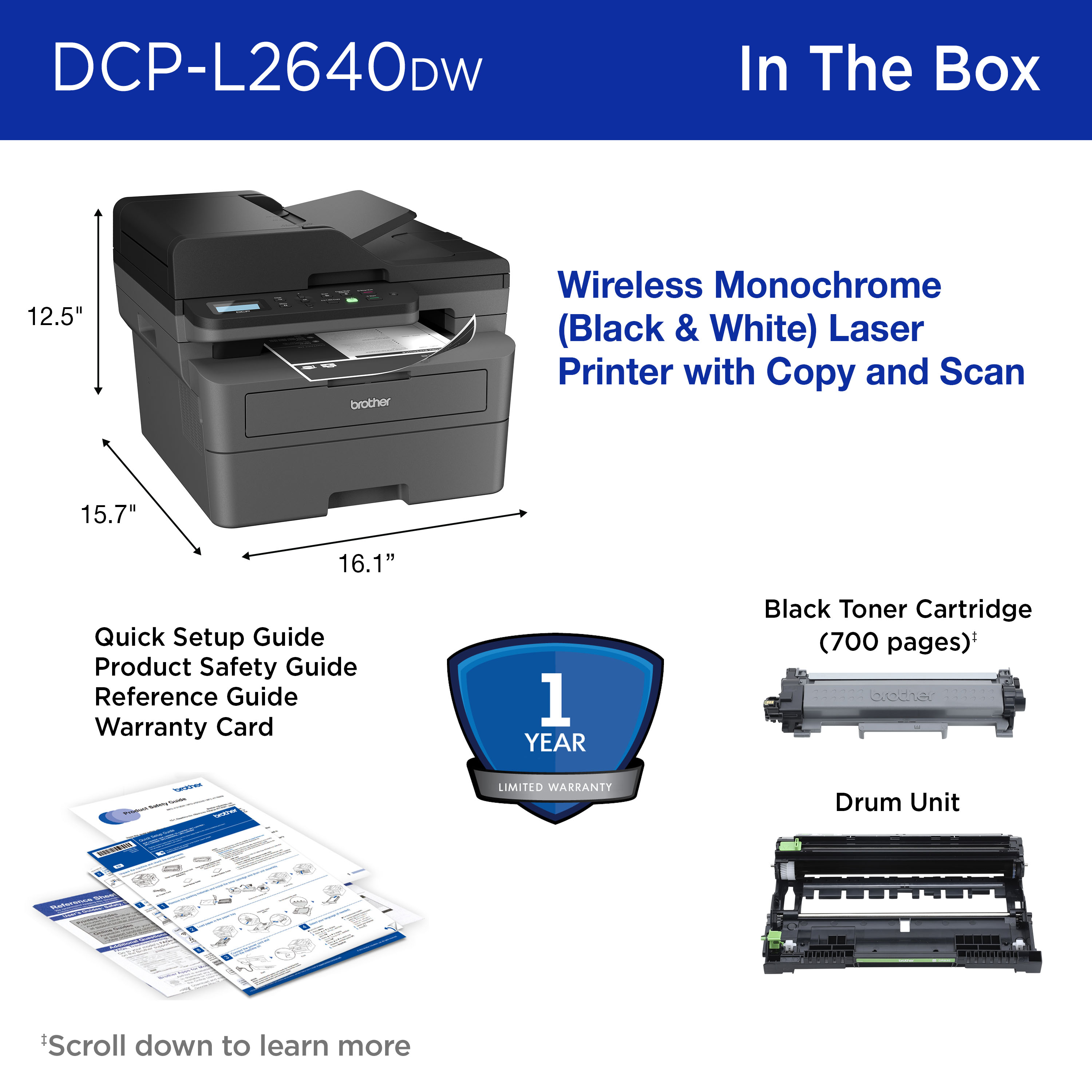 Brother DCP-L2640DW Wireless Monochrome Laser Printer photo 7