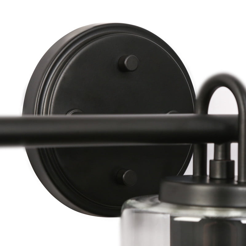 LNC 22-in Black 3-Light Cylinder Glass Vanity Light, Up/Down Mount for Bathroom