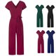 thumbnail image 4 of Mono Qarigey para mujer Cuello en V Manga corta Color sólido Vino rojo S M L XL, 4 of 6