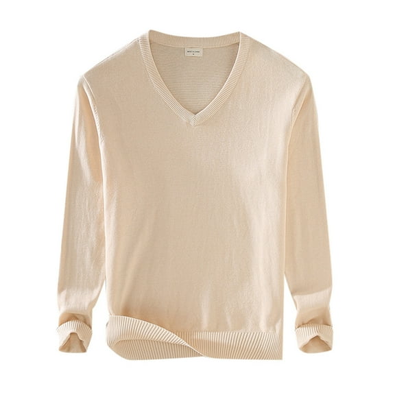 ZRBYWB Mens Shirts Men's Autumn Youth Business Casual Bottom Versatile Cotton Long Sleeve V Neck Pullover Sweater Knit Shirts For Men Fashion